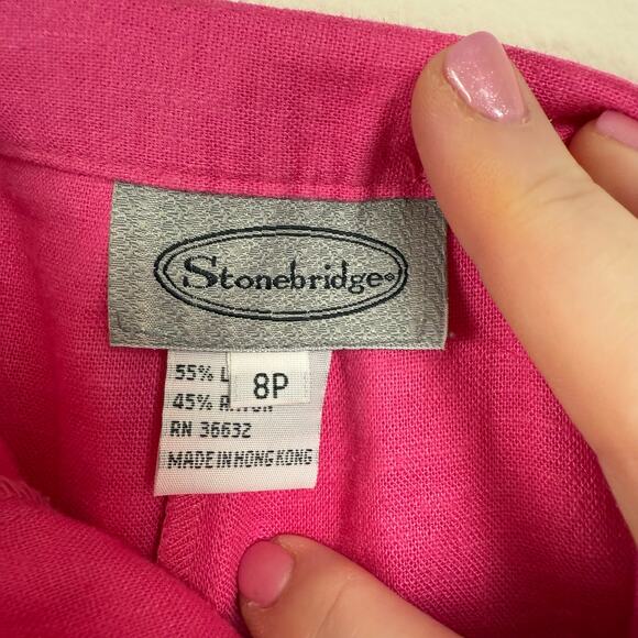 Vintage Stonebridge Women Linen Blend Pants Size 8P Straight Leg Beach Coastal - Picture 5 of 7